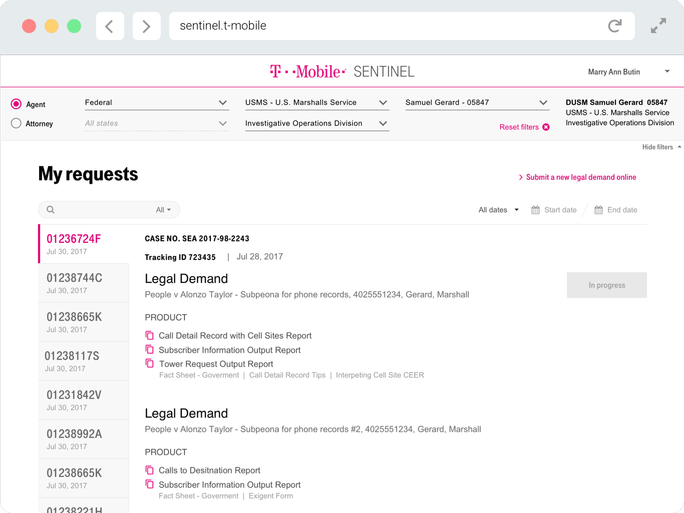 T-Mobile Sentinel UI Design